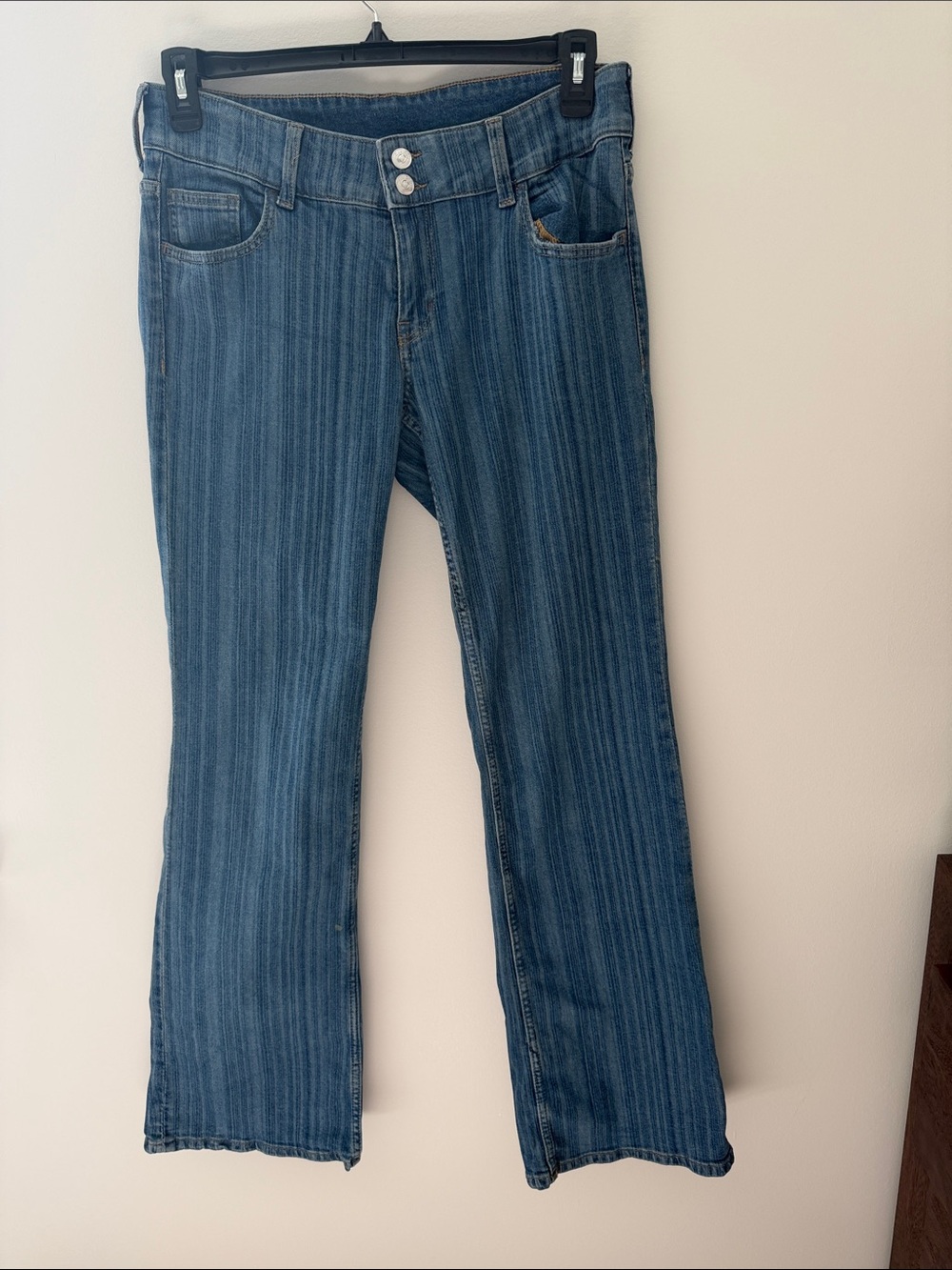H&M Blue Striped Wide-Leg Jeans